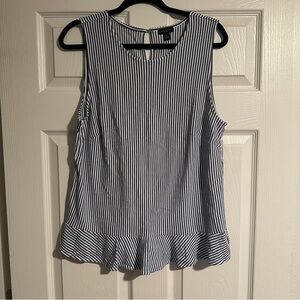 Ann Taylor Blue and White Striped Blouse